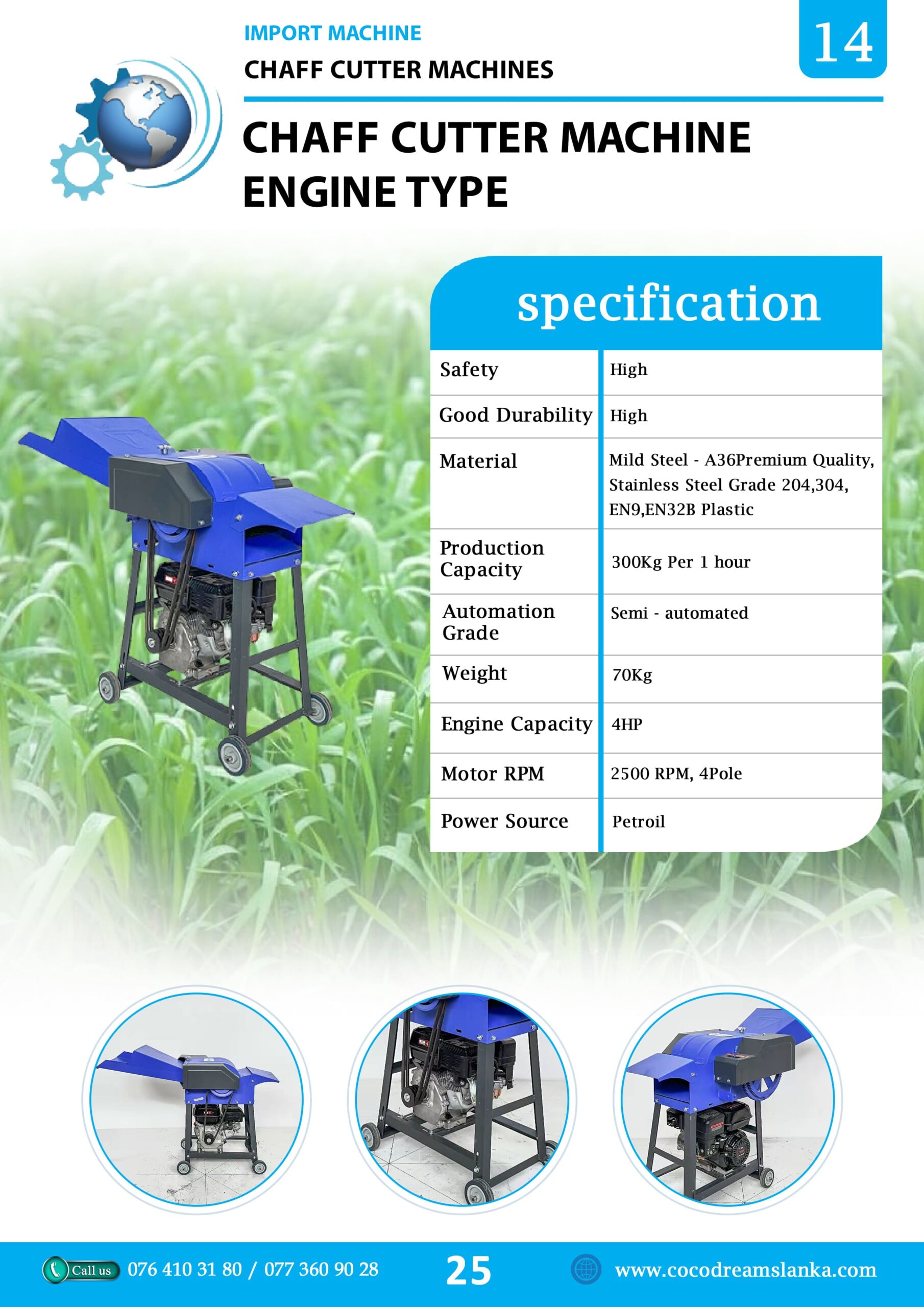 chaff cutter machine engine type