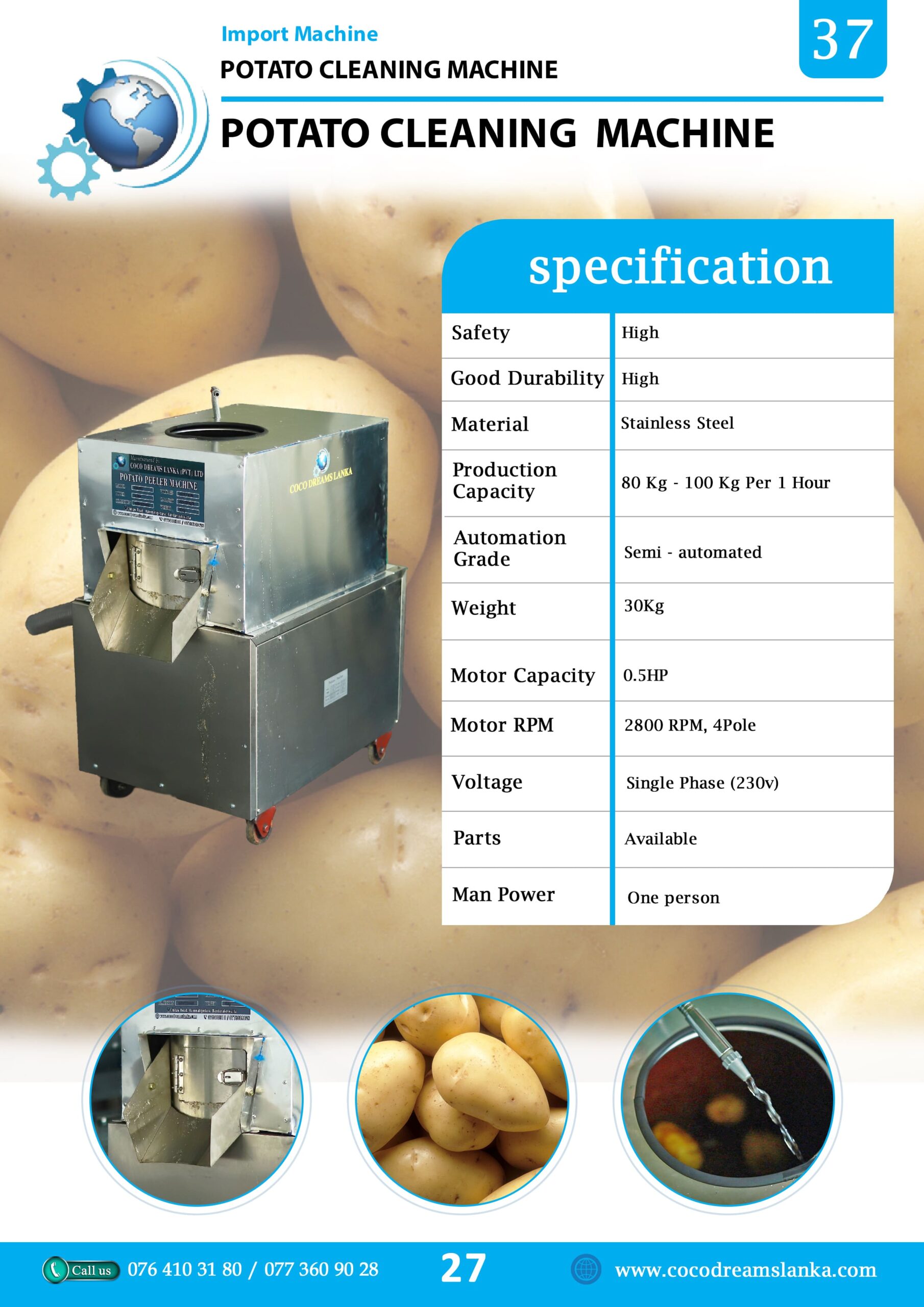 potato cleaning machine 
