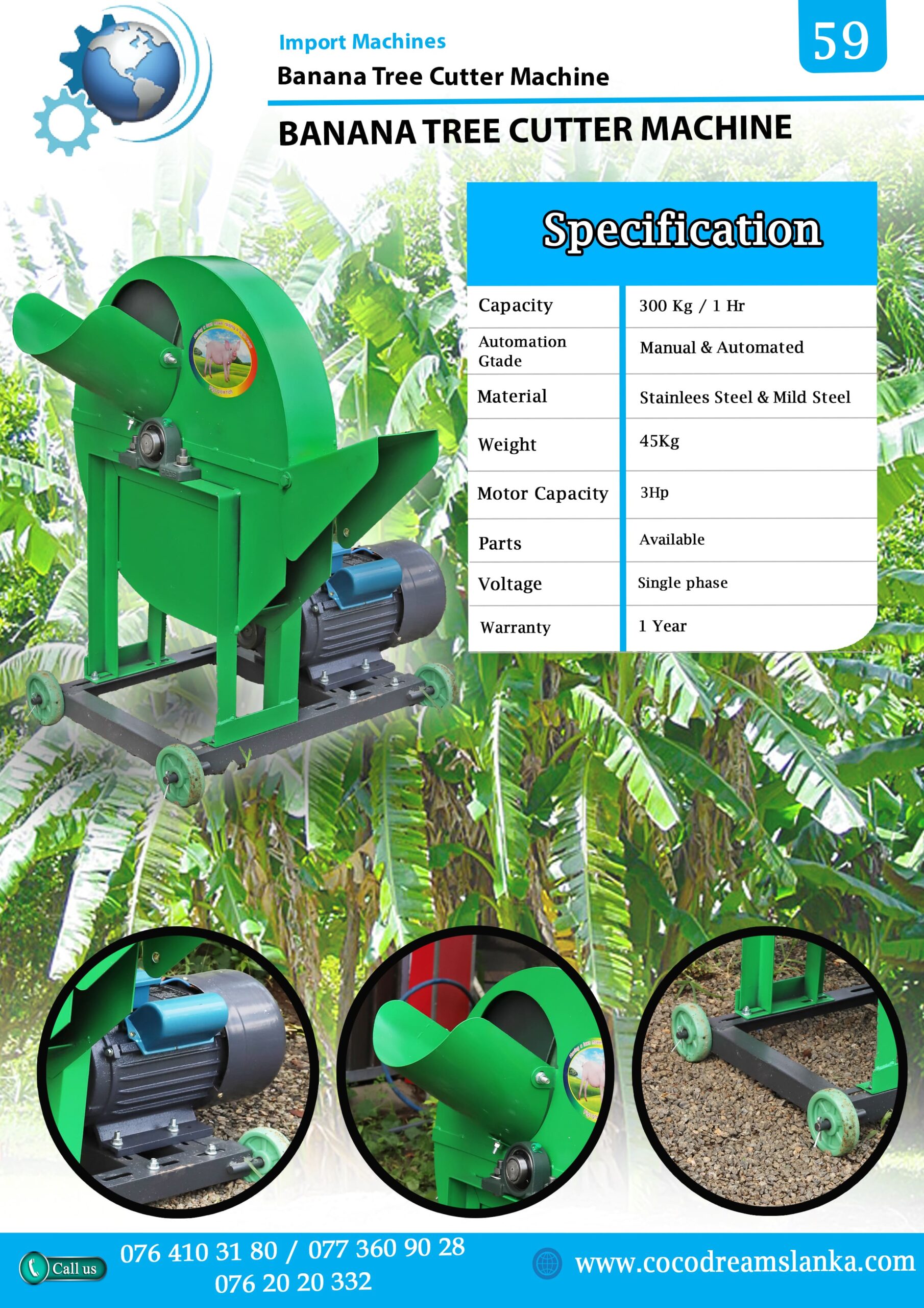 Banana tree cutter machine
